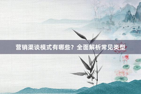 营销渠谈模式有哪些？全面解析常见类型